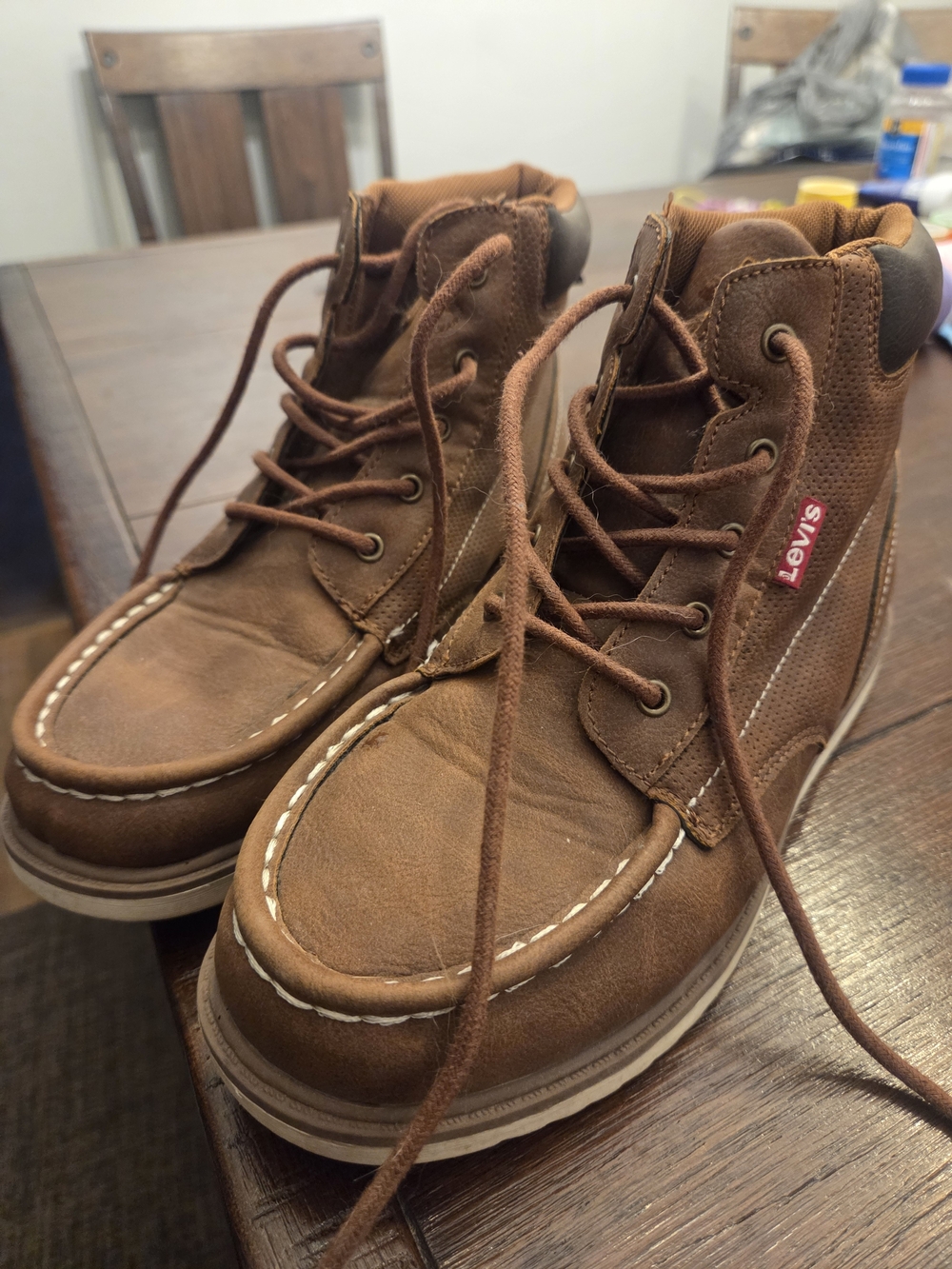 Levi's Kids (Boys) Brown Leather Moc Toe Work Boots